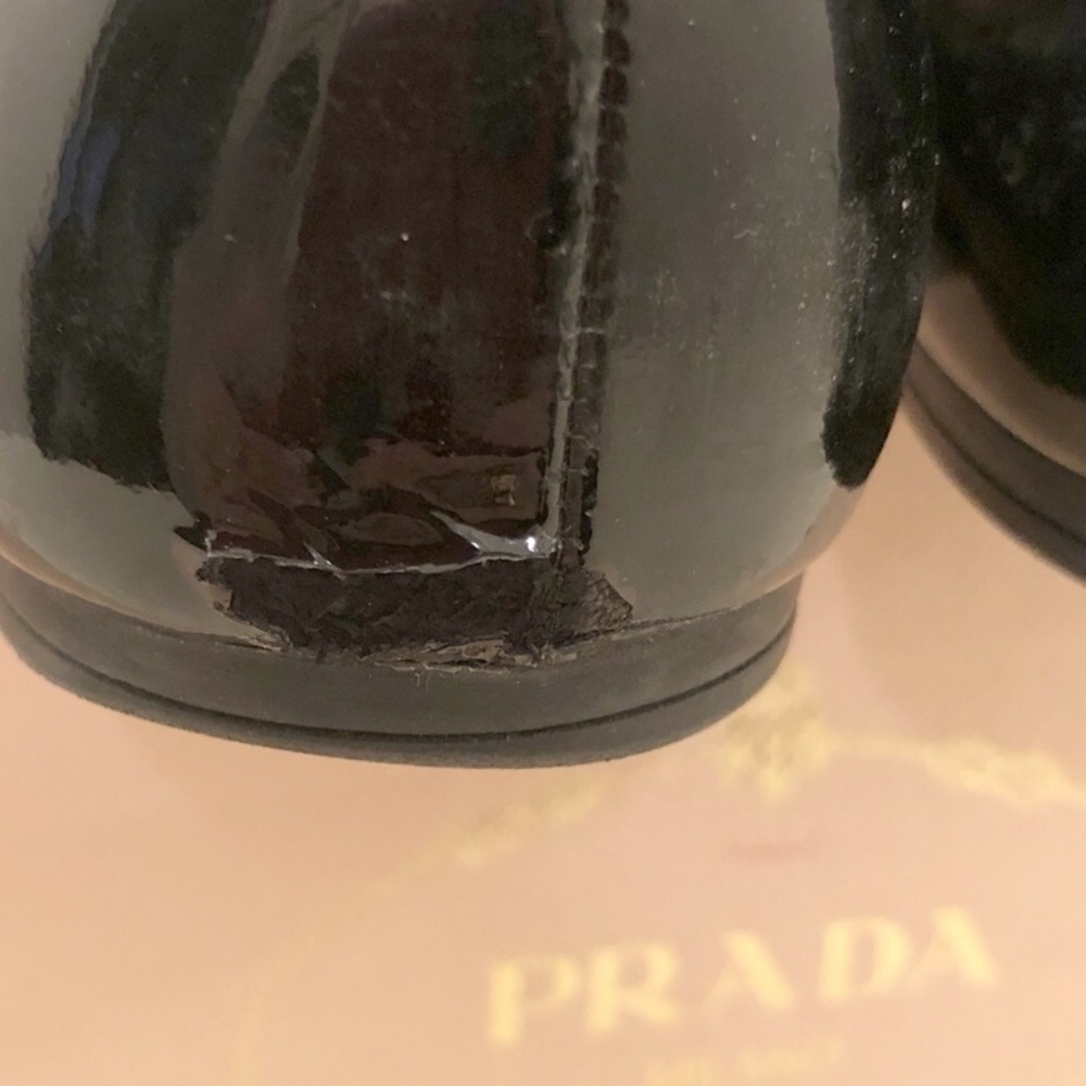 TRD Prada Black Patent Leather Bow Ballet Flats - Picture 6 of 8